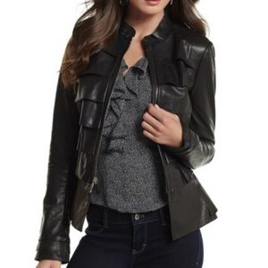 Tiered Black Leather Jacket